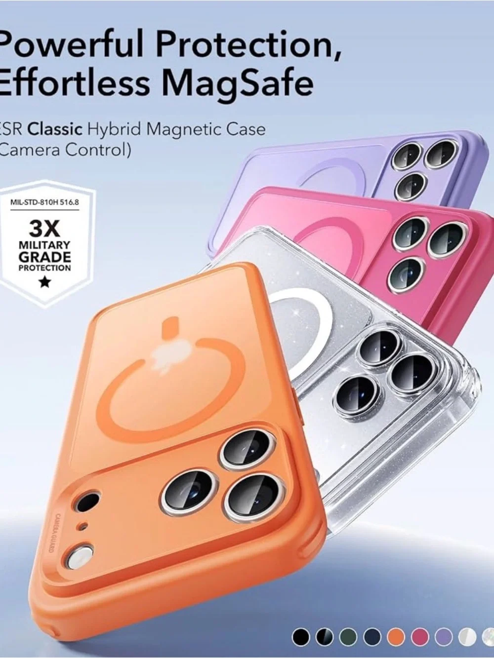 ESR Classic Hybrid for iPhone 18 Pro Max/17 Pro Max Case, Clear Shimmer